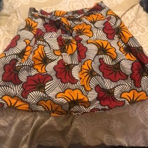 African Detailed  Floral Skirt with Headwrap
